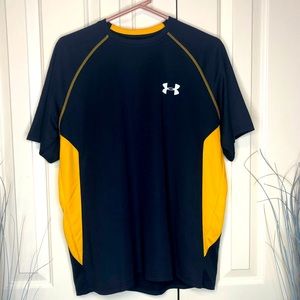 Under Armour men’s large blue with yellow accent dry fit shirt